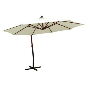 vidaXL, vidaXL Ampelschirm mit Holzmast 350 cm Sandweiß, 