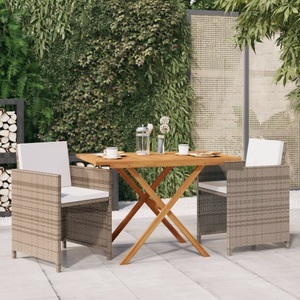 vidaXL, vidaXL 3-tlg. Garten-Essgruppe mit Kissen Beige