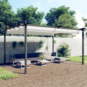 vidaXL, vidaXL Pavillon mit Ausziehbarem Dach 4x3 m Creme, 