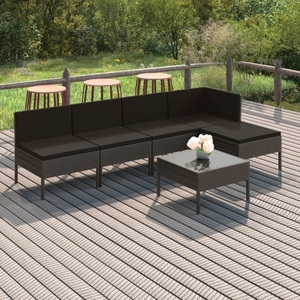 vidaXL, vidaXL 6-tlg. Garten-Lounge-Set mit Auflagen Poly Rattan Grau