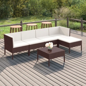 vidaXL, vidaXL 6-tlg. Garten-Lounge-Set mit Auflagen Poly Rattan Braun
