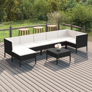 vidaXL, vidaXL 8-tlg. Garten-Lounge-Set mit Auflagen Poly Rattan Schwarz
