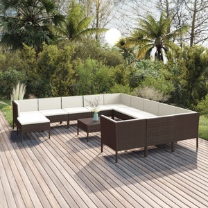 vidaXL, vidaXL 13-tlg. Garten-Lounge-Set mit Auflagen Poly Rattan Braun