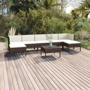 vidaXL, vidaXL 8-tlg. Garten-Lounge-Set mit Auflagen Poly Rattan Braun
