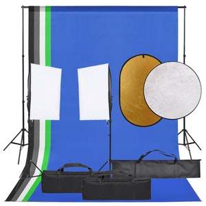 vidaXL, vidaXL Fotostudio-Set mit Beleuchtung, Hintergrund und Reflektor, vidaXL Fotostudio-Set mit Beleuchtung, Hintergrund und Reflektor