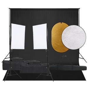 vidaXL, vidaXL Fotostudio-Set mit Beleuchtung, Hintergrund und Reflektor, vidaXL Fotostudio-Set mit Beleuchtung, Hintergrund und Reflektor