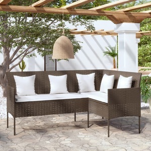 vidaXL, vidaXL Sofa in L-Form mit Kissen Poly Rattan Braun, vidaXL Sofa in L-Form mit Kissen Poly Rattan Braun