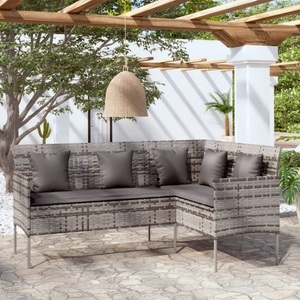 vidaXL, vidaXL Sofa in L-Form mit Kissen Poly Rattan Grau, vidaXL Sofa in L-Form mit Kissen Poly Rattan Grau