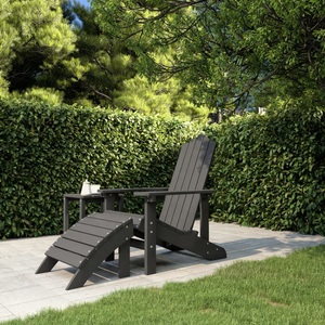 vidaXL, vidaXL Adirondack-Gartenstuhl mit Fußstütze HDPE Anthrazit, vidaXL Adirondack-Gartenstuhl mit Fußteil HDPE Anthrazit