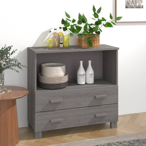 vidaXL, vidaXL Sideboard Hellgrau 85x35x80 cm Massivholz Kiefer, vidaXL Sideboard HAMAR Hellgrau 85x35x80 cm Massivholz Kiefer