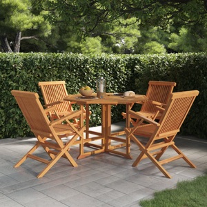vidaXL, vidaXL 5-tlg. Garten-Essgruppe Klappbar Massivholz Teak, vidaXL 5-tlg. Garten-Essgruppe Klappbar Massivholz Teak