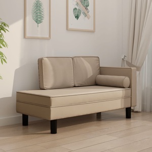 vidaXL, vidaXL Chaiselongue mit Kissen und Nackenrolle Cappuccino Kunstleder, 