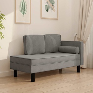 vidaXL, vidaXL Chaiselongue mit Kissen und Nackenrolle Hellgrau Samt, 