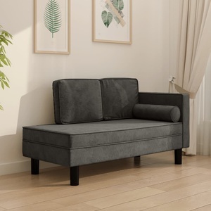 vidaXL, vidaXL Chaiselongue mit Kissen und Nackenrolle Dunkelgrau Samt, 