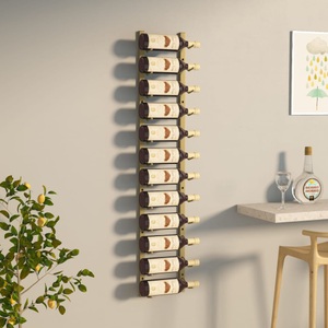 vidaXL, vidaXL Wand-Weinregal für 12 Flaschen Golden Eisen, vidaXL Wand-Weinregal für 12 Flaschen Golden Eisen
