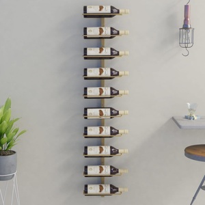 vidaXL, vidaXL Wand-Weinregal für 10 Flaschen Golden Metall, vidaXL Wand-Weinregal für 10 Flaschen Golden Metall