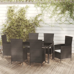 vidaXL, vidaXL 7-tlg. Garten-Essgruppe mit Auflagen Poly Rattan Schwarz, vidaXL 7-tlg. Garten-Essgruppe mit Auflagen Poly Rattan Schwarz
