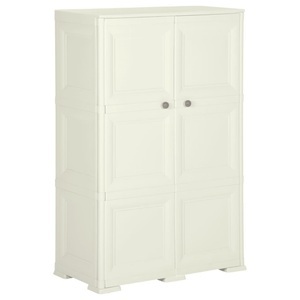 vidaXL, vidaXL Kunststoffschrank 79x43x125 cm Holzdesign Cremefarbend, vidaXL Kunststoffschrank 79x43x125 cm Holzdesign Vanilleeis