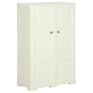 vidaXL, vidaXL Kunststoffschrank 79x43x125 cm Holzdesign Cremefarbend, vidaXL Kunststoffschrank 79x43x125 cm Holzdesign Vanilleeis