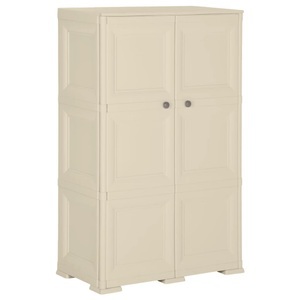 vidaXL, vidaXL Kunststoffschrank 79x43x125 cm Holzdesign Weiß, vidaXL Kunststoffschrank 79x43x125 cm Holzdesign Angora-Weiß