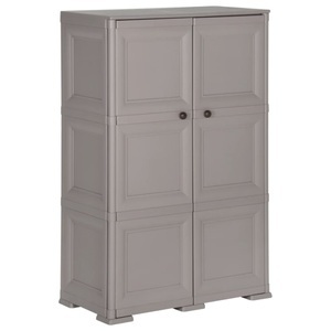 vidaXL, vidaXL Kunststoffschrank 79x43x125 cm Holzdesign Grau, vidaXL Kunststoffschrank 79x43x125 cm Holzdesign Grau