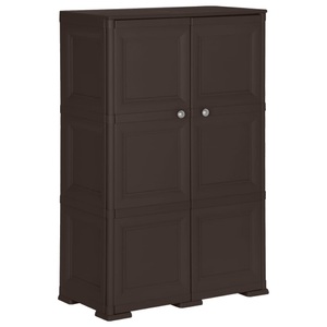 vidaXL, vidaXL Kunststoffschrank 79x43x125 cm Holzdesign Braun, vidaXL Kunststoffschrank 79x43x125 cm Holzdesign Braun