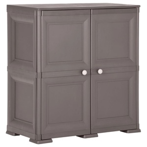 vidaXL, vidaXL Kunststoffschrank 79x43x85,5 cm Holzdesign Grau, 
