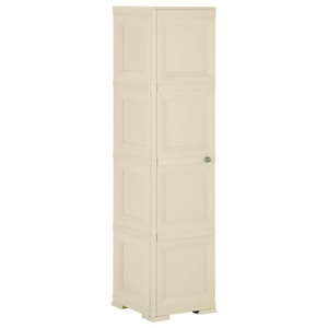 vidaXL, vidaXL Kunststoffschrank 40x43x164 cm Holzdesign Weiß, vidaXL Kunststoffschrank 40x43x164 cm Holzdesign Angora-Weiß