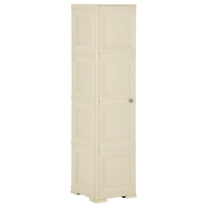 vidaXL, vidaXL Kunststoffschrank 40x43x164 cm Holzdesign Weiß, vidaXL Kunststoffschrank 40x43x164 cm Holzdesign Angora-Weiß