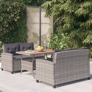 vidaXL, vidaXL 3-tlg. Garten-Essgruppe Poly Rattan & Massivholz Akazie