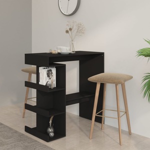 vidaXL, vidaXL Bartisch mit Regal Schwarz 100x50x101,5 cm Holzwerkstoff, vidaXL Bartisch mit Regal Schwarz 100x50x101,5 cm Holzwerkstoff