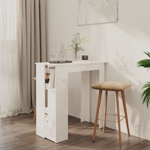 vidaXL, vidaXL Bartisch mit Regal Hochglanz-Weiß 102x50x103,5 cm Holzwerkstoff, vidaXL Bartisch mit Regal Hochglanz-Weiß 102x50x103,5 cm Holzwerkstoff