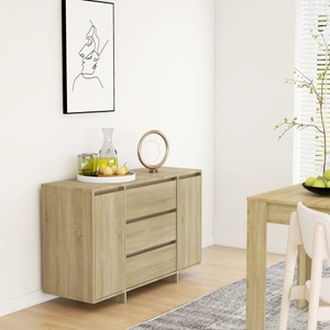 vidaXL, vidaXL Sideboard 3 Schubladen Sonoma-Eiche 120x41x75 cm Holzwerkstoff