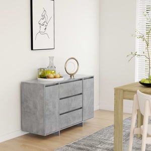 vidaXL, vidaXL Sideboard mit 3 Schubladen Betongrau 120x41x75 cm Holzwerkstoff, vidaXL Sideboard mit 3 Schubladen Betongrau 120x41x75 cm Holzwerkstoff