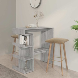 vidaXL, vidaXL Bartisch mit Regal Grau Sonoma 100x50x101,5 cm, vidaXL Bartisch mit Regal Grau Sonoma 100x50x101,5 cm