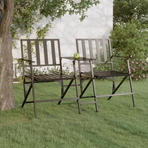 vidaXL, vidaXL 2-Sitzer-Gartenbank Klappbar 137 cm Schwarz Stahl, 