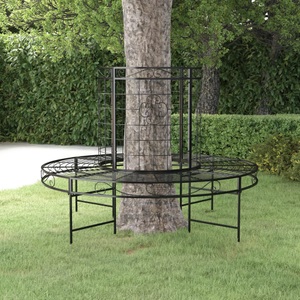vidaXL, vidaXL Baumbank Rund Ø137 cm Schwarz Stahl, vidaXL Baumbank Rund Ø137 cm Schwarz Stahl
