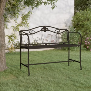 vidaXL, vidaXL 2-Sitzer-Gartenbank 104 cm Schwarz Stahl, vidaXL 2-Sitzer-Gartenbank 104 cm Schwarz Stahl