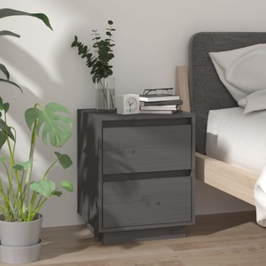 vidaXL, vidaXL Nachttisch Grau 40x35x50 cm Massivholz Kiefer, 