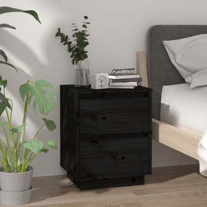 vidaXL, vidaXL Nachttisch Schwarz 40x35x50 cm Massivholz Kiefer, 