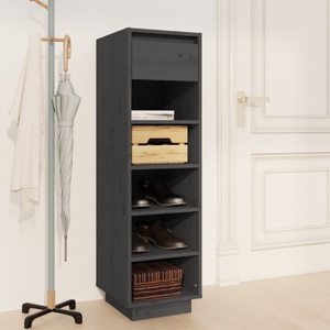 vidaXL, vidaXL Schuhregal Grau 34x30x105 cm Massivholz Kiefer
