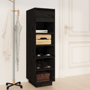 vidaXL, vidaXL Schuhregal Schwarz 34x30x105 cm Massivholz Kiefer