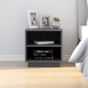 vidaXL, vidaXL Nachttisch Grau 40x34x40 cm Massivholz Kiefer, vidaXL Nachttisch Grau 40x34x40 cm Massivholz Kiefer