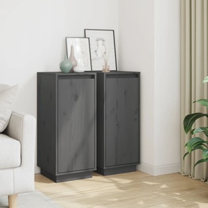 vidaXL, vidaXL Sideboards 2 Stk. Grau 31,5x34x75 cm Massivholz Kiefer