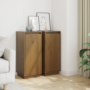 vidaXL, vidaXL Sideboards 2 Stk. Honigbraun 31,5x34x75 cm Massivholz Kiefer