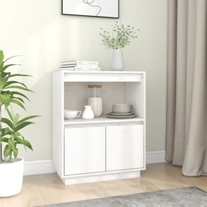 vidaXL, vidaXL Sideboard Weiß 60x34x75 cm Massivholz Kiefer, vidaXL Sideboard Weiß 60x34x75 cm Massivholz Kiefer