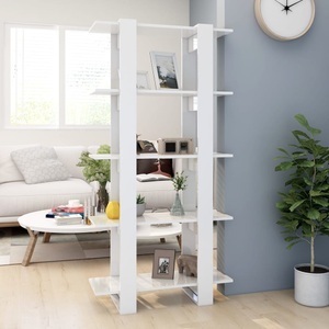 vidaXL, vidaXL Bücherregal/Raumteiler Hochglanz-Weiß 80x30x160 cm, vidaXL Bücherregal/Raumteiler Hochglanz-Weiß 80x30x160 cm