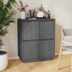 vidaXL, vidaXL Sideboard Grau 60x34x75 cm Massivholz Kiefer, 