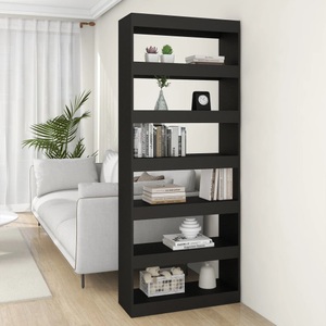 vidaXL, vidaXL Bücherregal/Raumteiler Schwarz 80x30x198 cm Holzwerkstoff, vidaXL Bücherregal/Raumteiler Schwarz 80x30x198 cm Holzwerkstoff