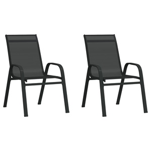 vidaXL, vidaXL Stapelbare Gartenstühle 2 Stk. Schwarz Textilene, vidaXL Stapelbare Gartenstühle 2 Stk. Schwarz Textilene